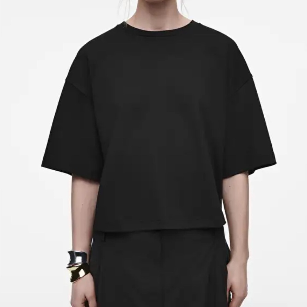 COS Women's Black Oversized Short Sleeve Tee